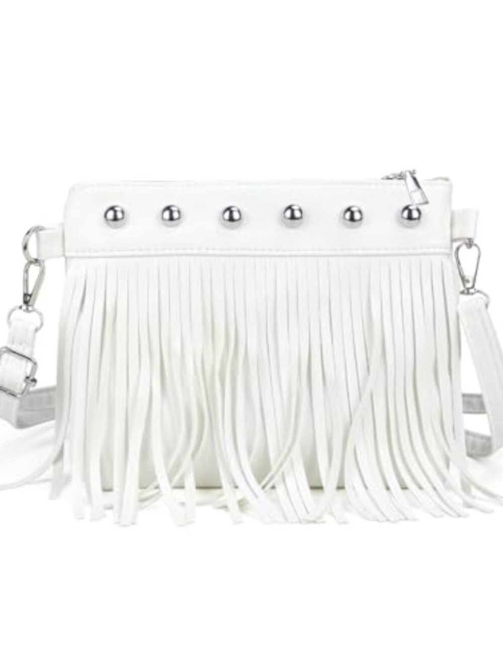 Small Crossbody Purse with Tassel and Rivets Removable Strap
